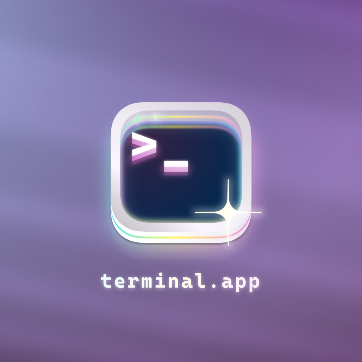 An icon replacement for the Terminal app, in a glowy and shiny style, inspired by the mechanical keyboard community