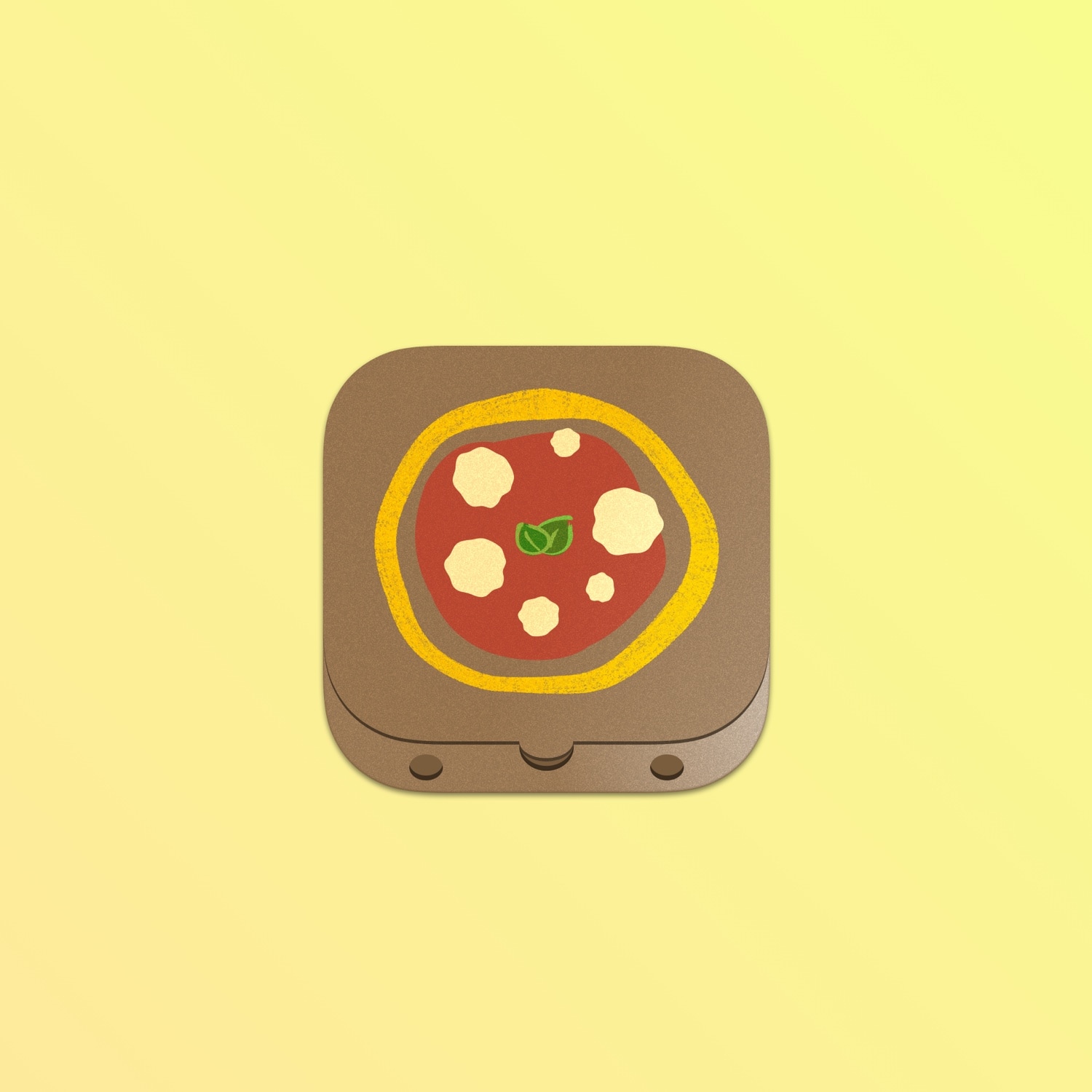 A happy pizza box icon, for a food delivery app